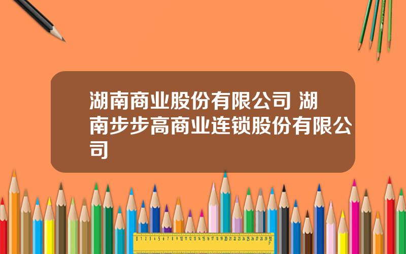 湖南商业股份有限公司 湖南步步高商业连锁股份有限公司